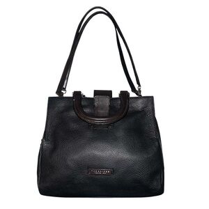 EUC The Bridge Black Italian Leather Medium Tote Shoulder Bag Brown Luxury